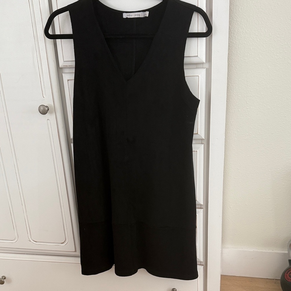 bishop + young Black V-Neck Faux Suede Mini Dress